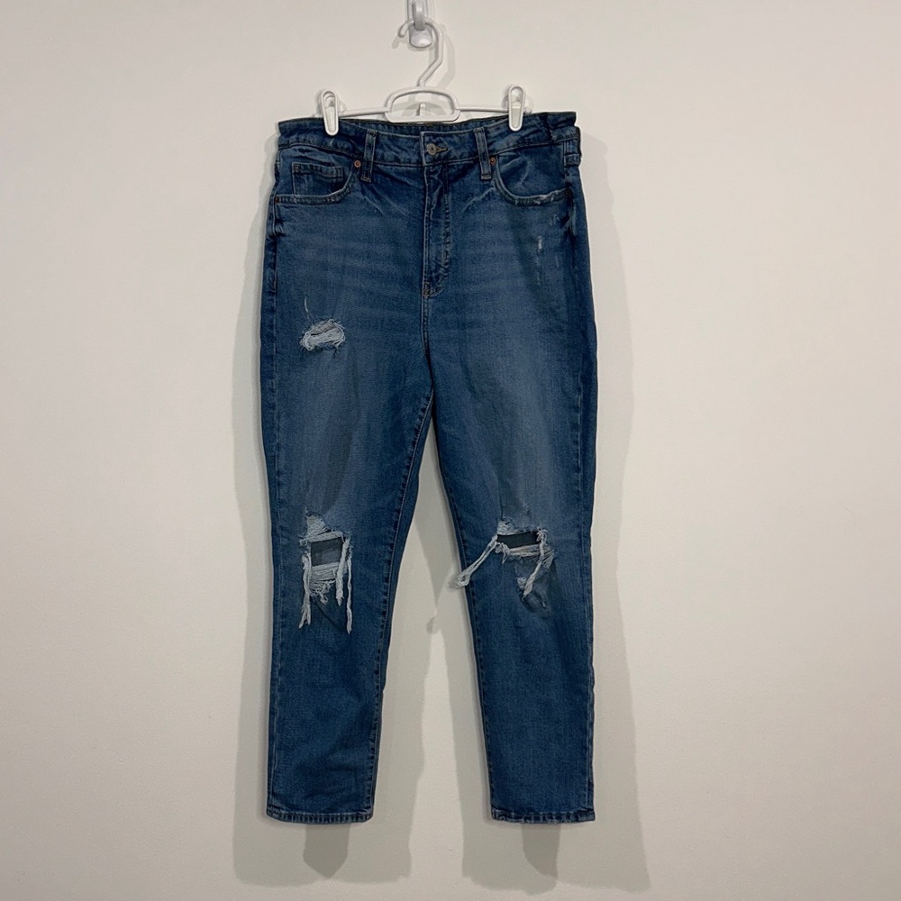 Old Navy OG Straight High-Rise Distressed Blue Jeans - Size 14